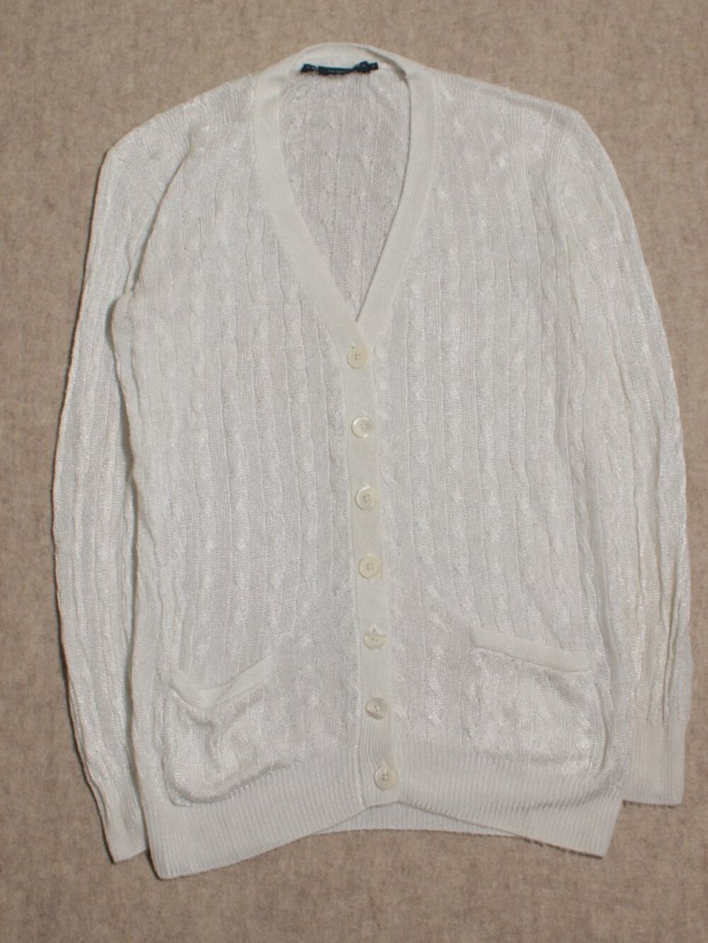 Ralph Lauren White Cable-Knit Cardigan